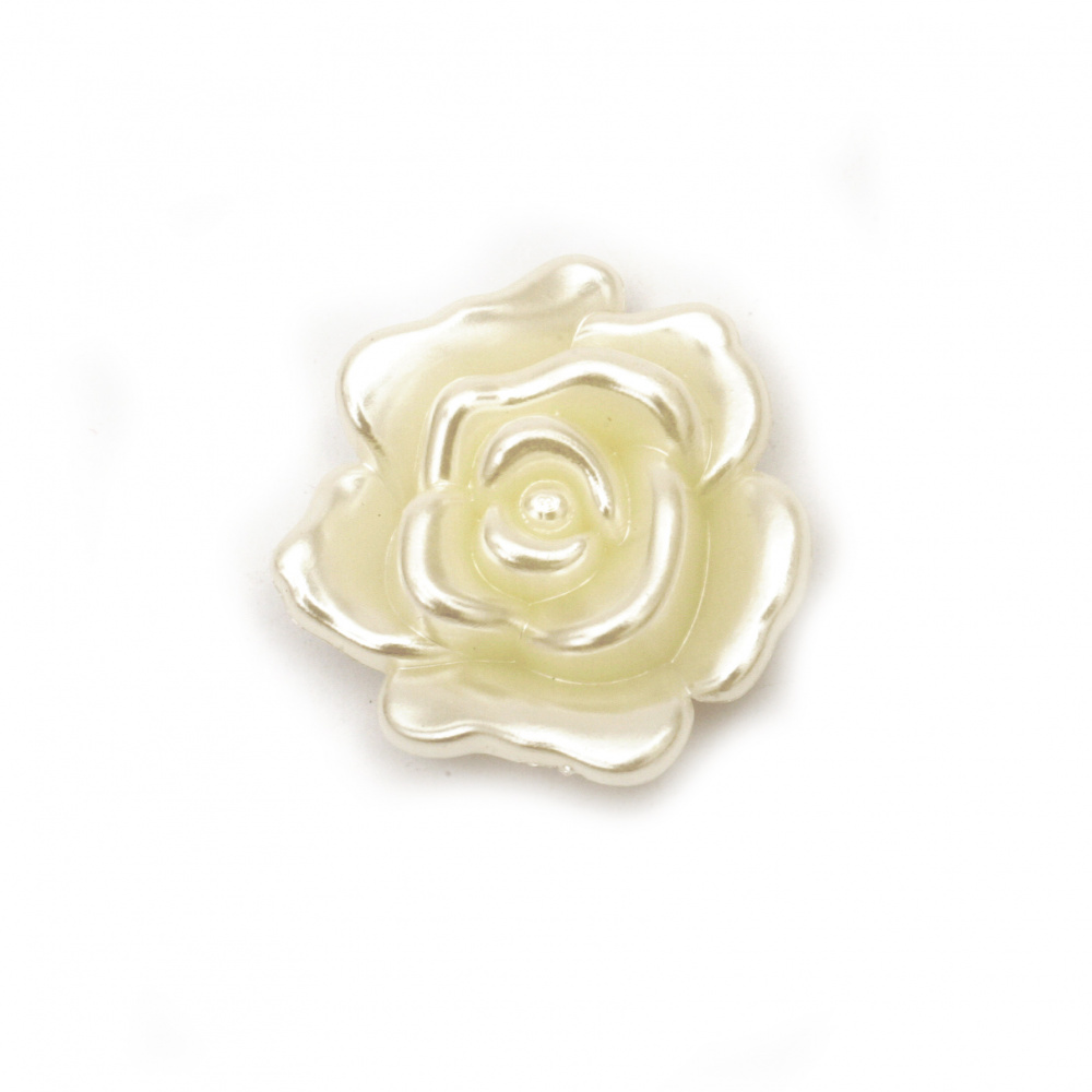 Perlă de forma trandafir cu o gaură 32x12 mm gaură 2 mm crem -5 bucăți ~ 19 grame