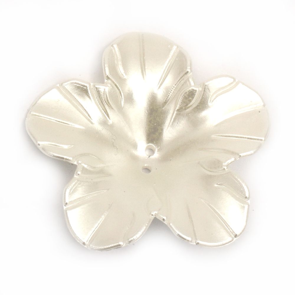 Nasture floare perlă 49x10 mm gaură 2 mm culoare crem -20 grame ~ 7 bucăți