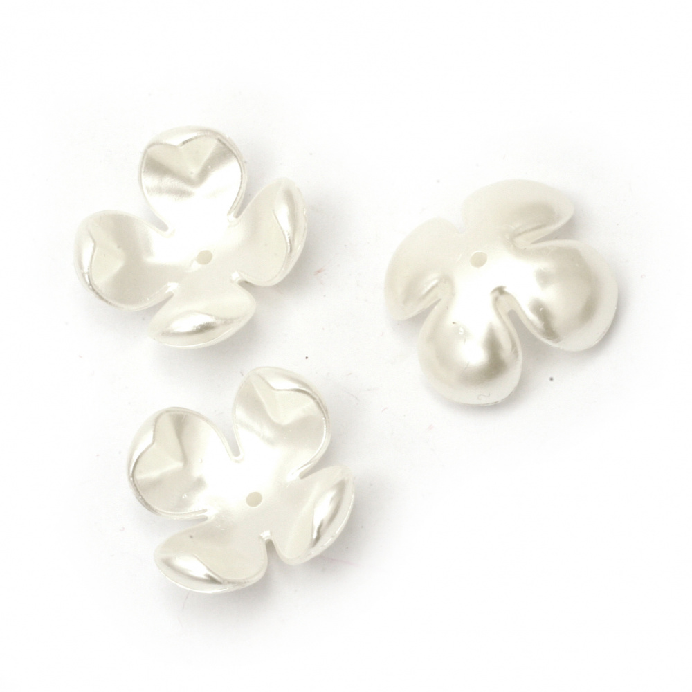 Margele  floare de perle 27x11 mm gaură 1 mm culoare crem -20 grame ~ 12 bucăți
