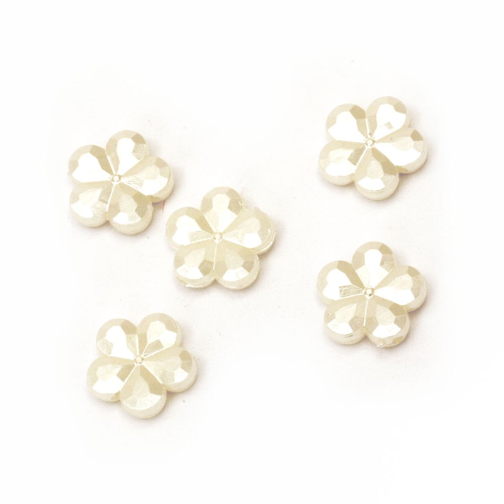 Faux Pearl Beads Acrylic flower 14x4 mm hole 1 mm faceted color cream -20 grams ~ 40 pieces
