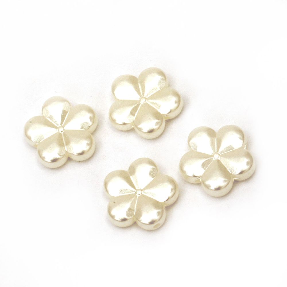 Faux Pearl Beads Acrylic flower 14x4 mm hole 1 mm color cream -20 grams ~ 40 pieces