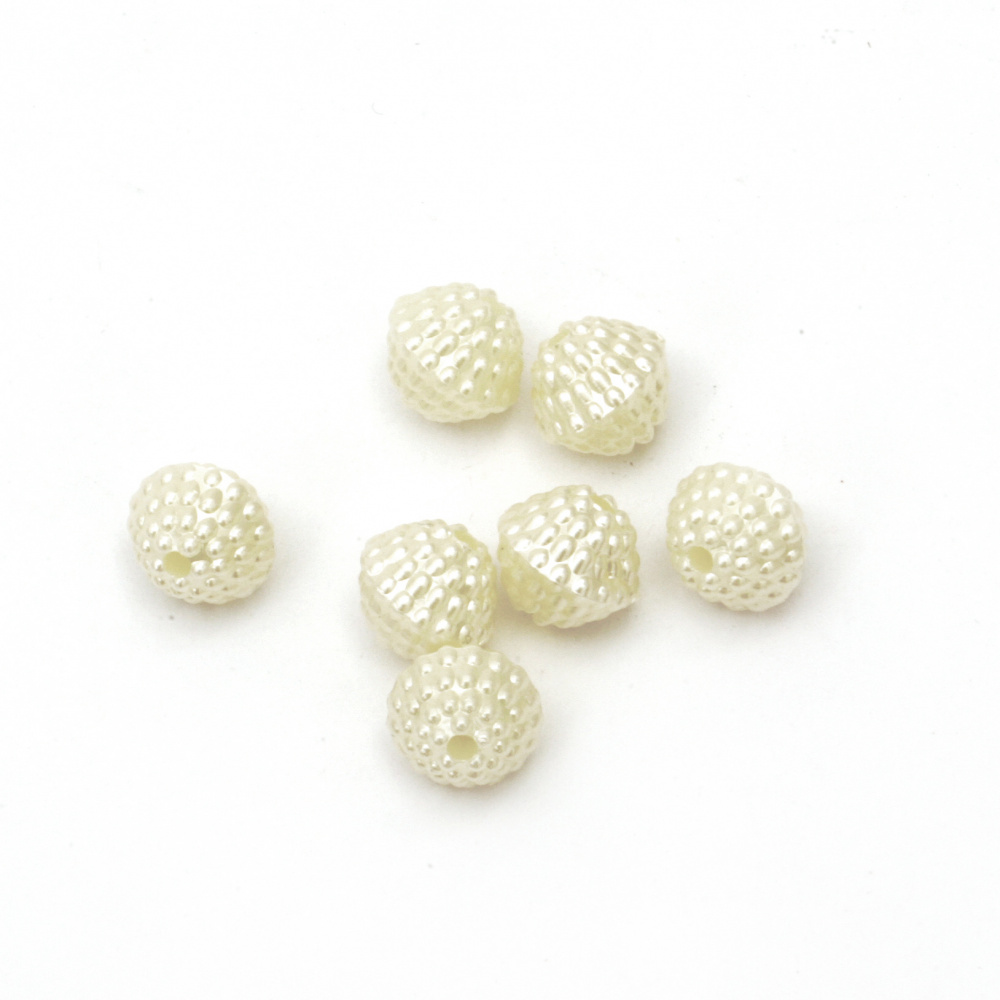 Faux Pearl Acrylic Beads rhombus 11x12 mm hole 1 mm color cream -20 grams ~ 33 pieces