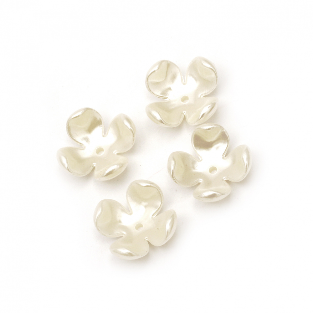 Fake Pearl Beads Flower hat 23x23x9 mm hole 2 mm color cream - 10 pieces