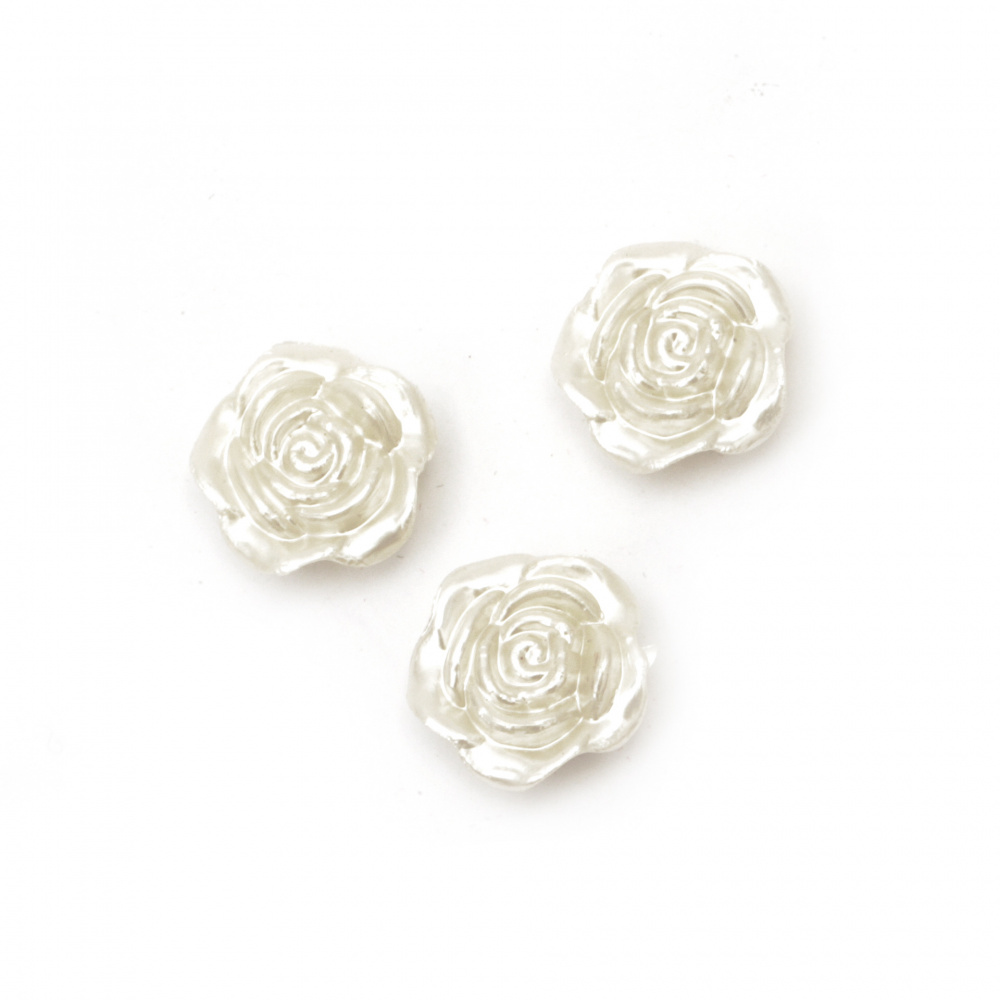 Pearl rose button 18.5x18.5x7 mm with two holes x 2 mm cream color -20 grams ~ 20 pieces