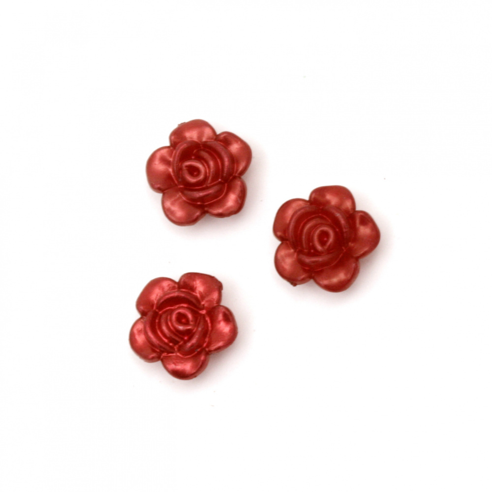 Pearl flower bead 12x5 mm hole 1.5 mm color red -20 grams ~ 60 pieces