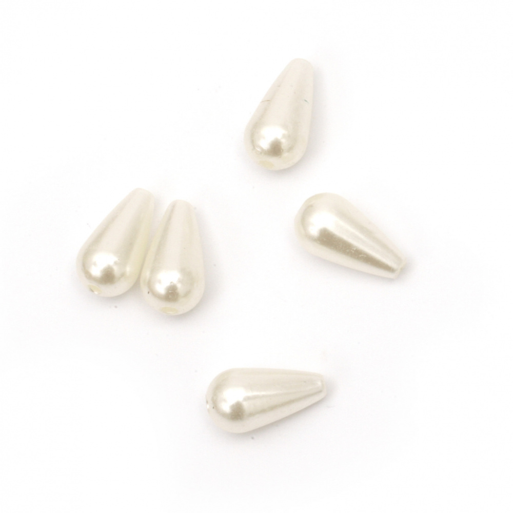 Bead pearl drop 15x8 mm hole 1.5 mm cream color -20 grams ~51 pieces