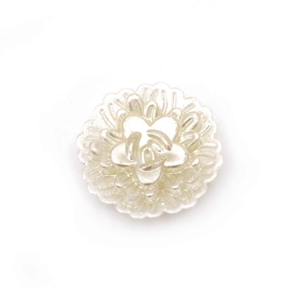 Pearl flower bead 25x7 mm hole 2.5 mm cream color -5 pieces