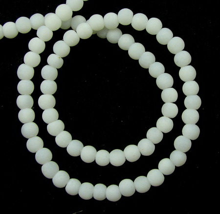 Rubber glass beads strands, soft touch ball shaped for jewelry making 4 mm frosted white ~ 80 cm ~ 200 pieces