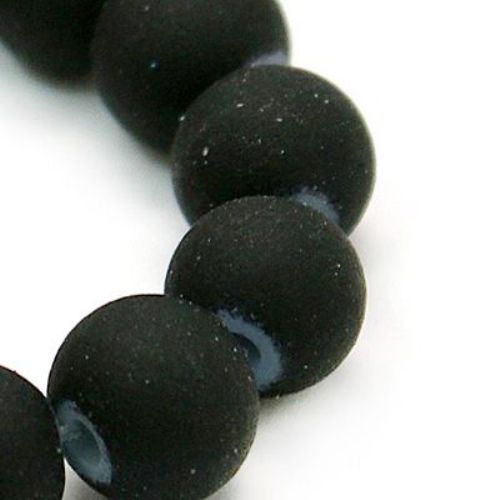 Γυάλινες χάντρες στρόγγυλες 12 mm μαύρο ματ ~ 80 cm ~ 70 τεμάχια