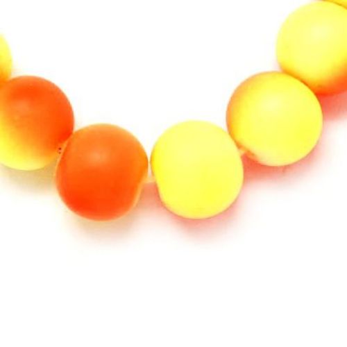 Наниз мъниста стъкло топче 8 мм гумирано оранжево и жълто ~80 см ~105 броя