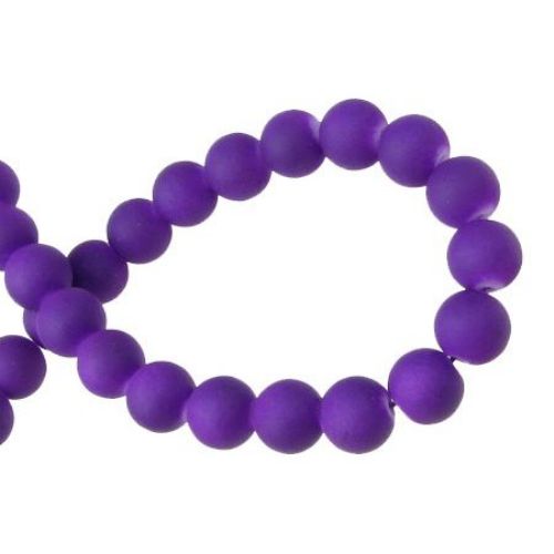 Opaque glass rubberized beads strand, ball shaped for jewelry making and other DIY art projects 8 mm purple ~ 80 cm ~ 105 pieces