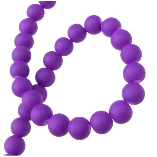 Rubber glass beads strands, soft touch ball shaped for jewelry making 8 mm orchid ~ 80 cm ~ 105 pieces