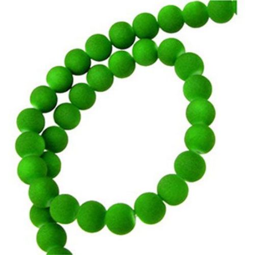 Наниз мъниста стъкло топче 8 мм гумирано зелено тъмно ~80 см ~105 броя