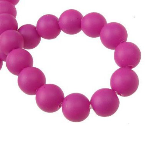 Painted glass rubber beads strand, ball form for DIY dress decoration, gifts and other crafts 8 mm   deep pink ~ 80 cm ~ 105 pieces
