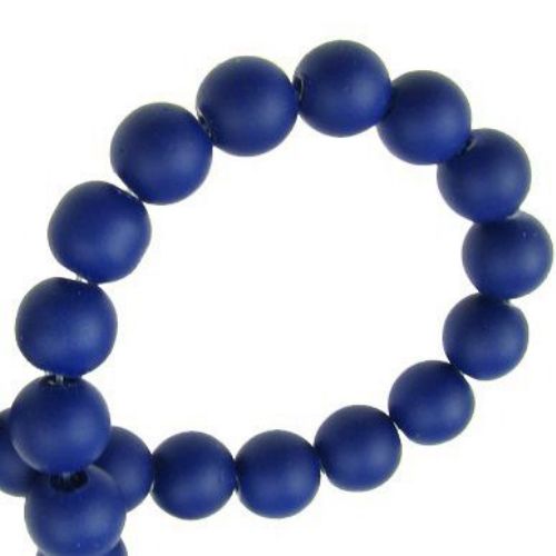 Dyed rubber glass round beads string for DIY jewelry findings 8 mm dark blue ~ 80 cm ~ 105 pieces