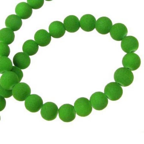Painted rubber round glass beads strand for DIY necklaces, home decor projects 6 mm green ~ 80 cm ~ 140 pieces