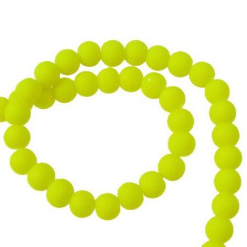 Colored glass rubber beads string, ball shaped for arts, jewelry making projects 6 mm yellow ~ 80 cm ~ 140 pieces