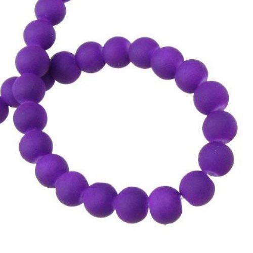 Velvet glass rubber coated beads strand for jewelry making and DIY home art projects 6 mm dark purple ~ 80 cm ~ 140 pieces