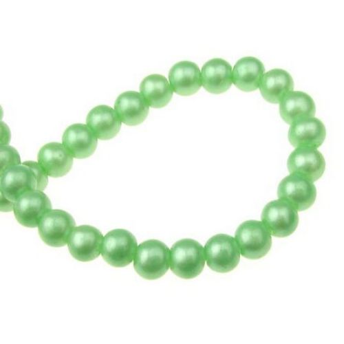 Glass round beads strands for jewelry making 6 mm hole 1 mm green ~ 80 cm ~ 105 pieces