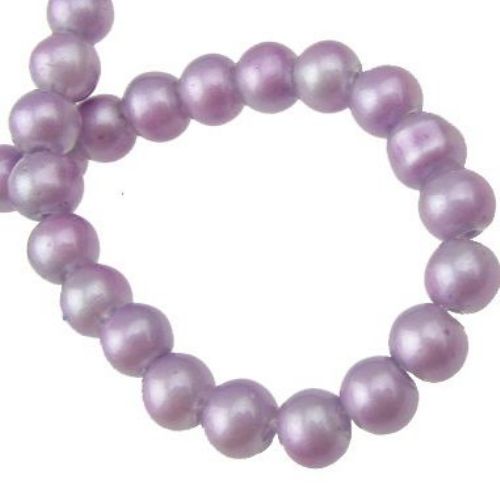 String Glass Round Beads with a Pearl Coating, 6 mm, Hole: 1 mm, Purple ~ 80 cm ~ 105 pieces