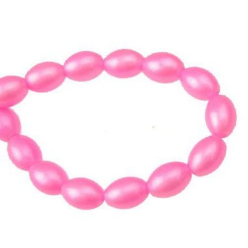 Glass pearl oval beads strands for jewelry making 11x8x8 mm hole 1 mm pink ~ 80 cm ~ 72 pieces