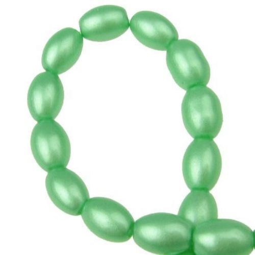 Glass oval beads strands for jewelry making 9x6x6 mm hole 1 mm green ~ 80 cm ~ 90 pieces