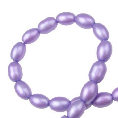 Glass oval beads strands for jewelry making 9x6x6 mm hole 1 mm purple ~ 80 cm ~ 90 pieces