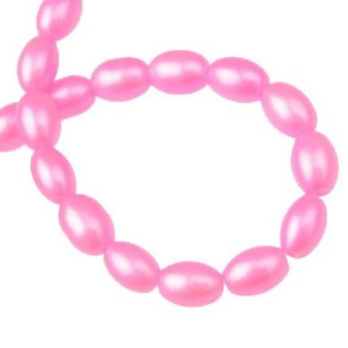 Pearl oval string glass beads for DIY accessories 9x6x6 mm hole 1 mm pink ~ 80 cm ~ 90 pieces