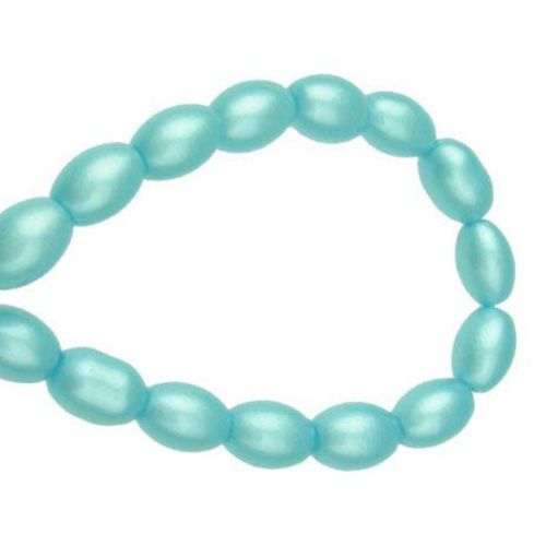 Painted glass oval beads strands for jewelry making 9x6x6 mm hole 1 mm blue ~ 80 cm ~ 90 pieces