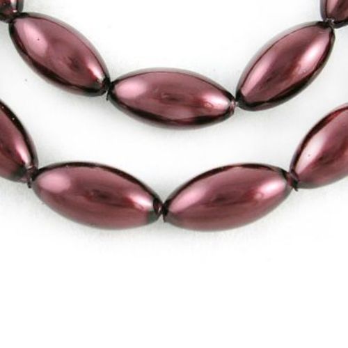 Glass beads strands for jewelry making, DIY  home decor projects 16x8 mm hole 1 mm pearl chocolate ~ 80 cm ~ 52 pieces