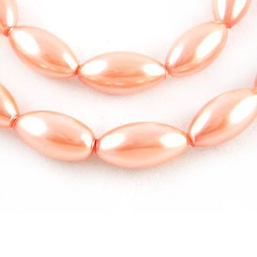 Glass beads strands for jewelry making, DIY garment accessories 16x8 mm hole 1 mm pearl coral ~ 80 cm ~ 52 pieces
