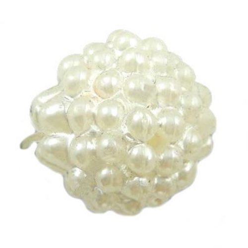 Perla  de 14 mm 1mm alb -20 grame -17 bucăți
