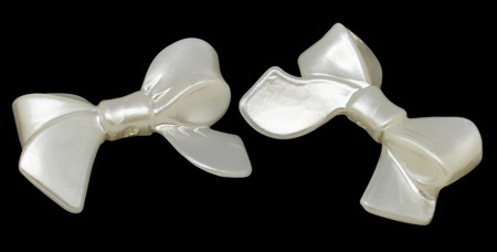 Plastic Bead with Pearl Coating / Ribbon, 33x23x5 mm, Hole: 2 mm White -5 pieces