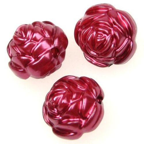 Faux Pearl Beads Rose 16x16x14 mm hole 2 mm red dark -50 grams ~ 31 pieces