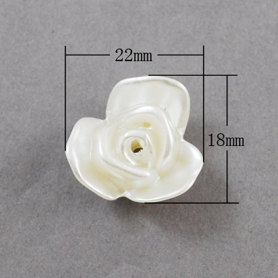 Роза перлена 22x18x8 мм дупка 2 мм бяла -10 броя