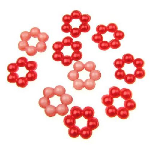 Faux Pearl Beads Flower 9x9x3 mm hole3 mm red -50 pieces