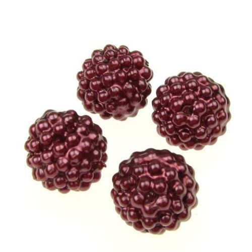 Faux Pearl Beads Flower 14 mm hole 1 mm color red dark 20 grams ~ 17 pieces