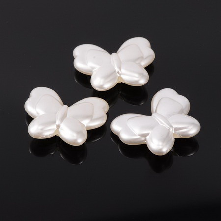 Butterfly Faux Pearl Beads 25x30x8 mm hole 2 mm -4 pieces
