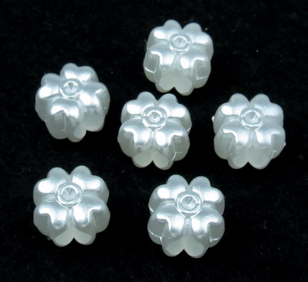 Pearl flower 11x8 mm hole 4 mm color white -20 grams ~ 49 pieces