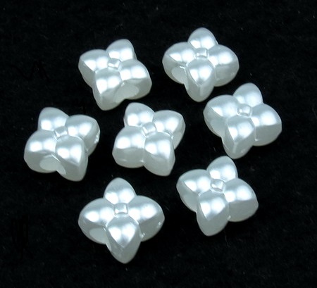 Pearl flower 10x10 mm hole 4 mm color white -20 grams ~ 46 pieces