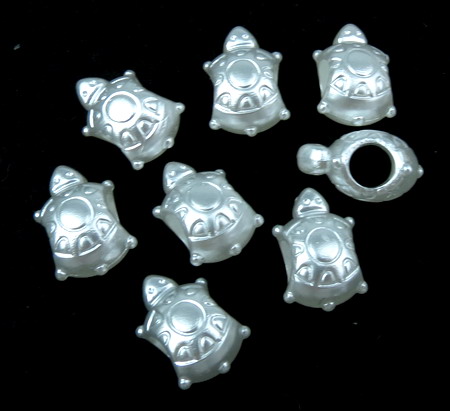Plastic Glossy Polished Pearl Beads / Turtle, 14x9x8 mm, Hole: 4 mm, White -20 grams ~ 59 pieces