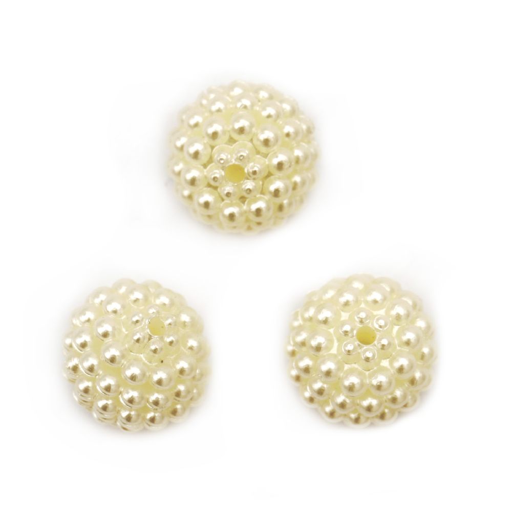 Pearl bead bead rough 10x11 mm hole 1 mm color cream -20 grams ± 60 pieces