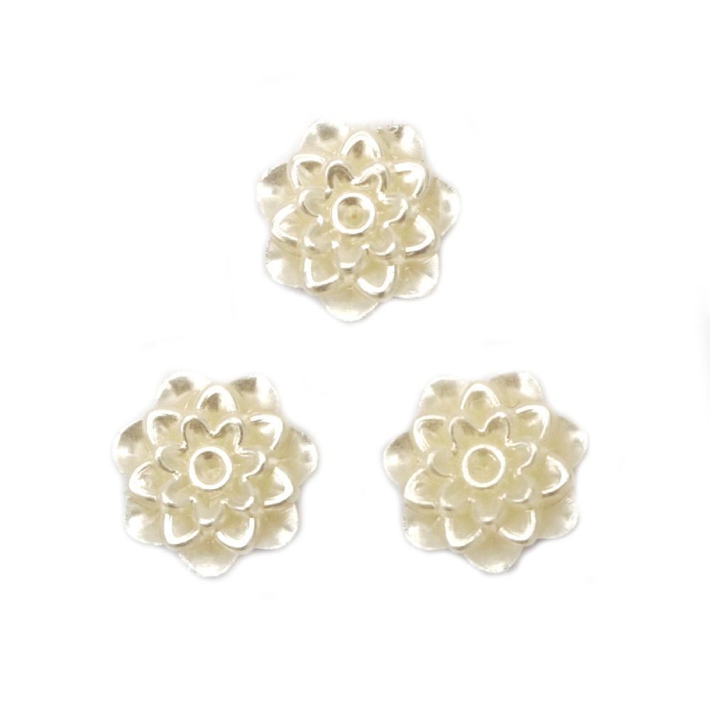 Plastic Beads with Pearl Coating, Charming Flower Beads for Hair Аccessories, Bracelet and Necklace Design, 15x5.5 mm, Hole: 2 mm -20 grams