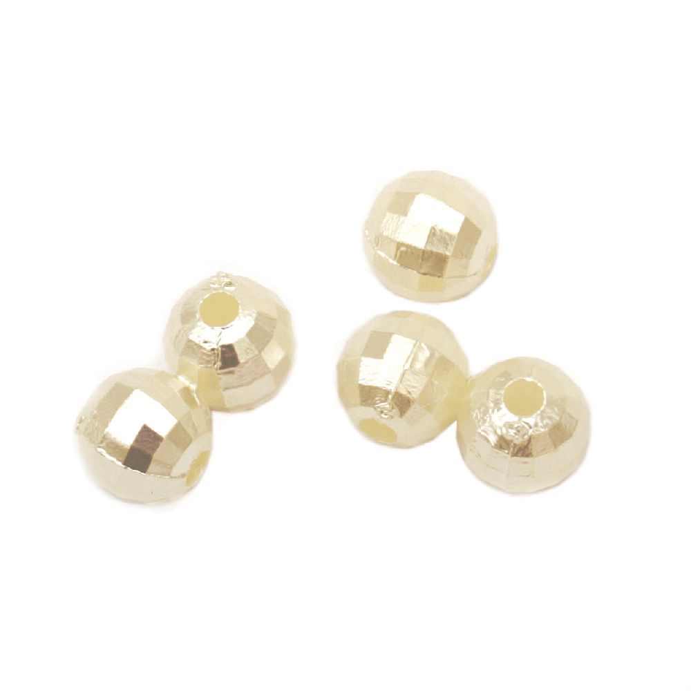 Plastic Faceted Pearl Ball for DIY Jewelry Craft Making, 6 mm, Hole: 2 mm  -20 grams