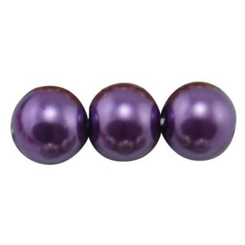 String dyed color glass imitation pearls for jewelry making, DIY fringes of beads 4 mm hole 1 mm dark purple ~ 80 cm ~ 216 pieces