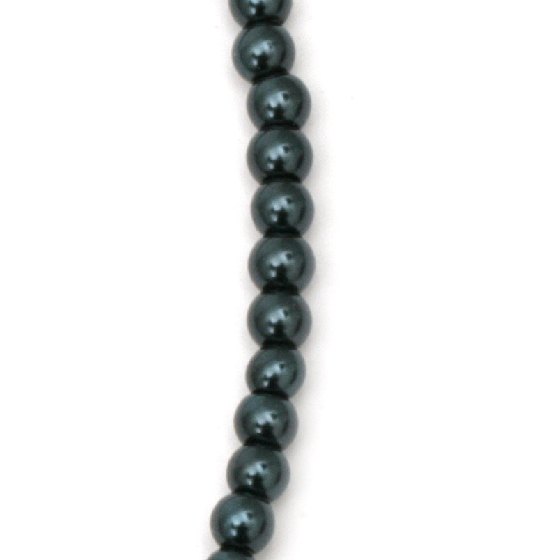  glass pearl beads 4mm hole 1mm blue petroleum ~ 80cm ~ 216 pieces