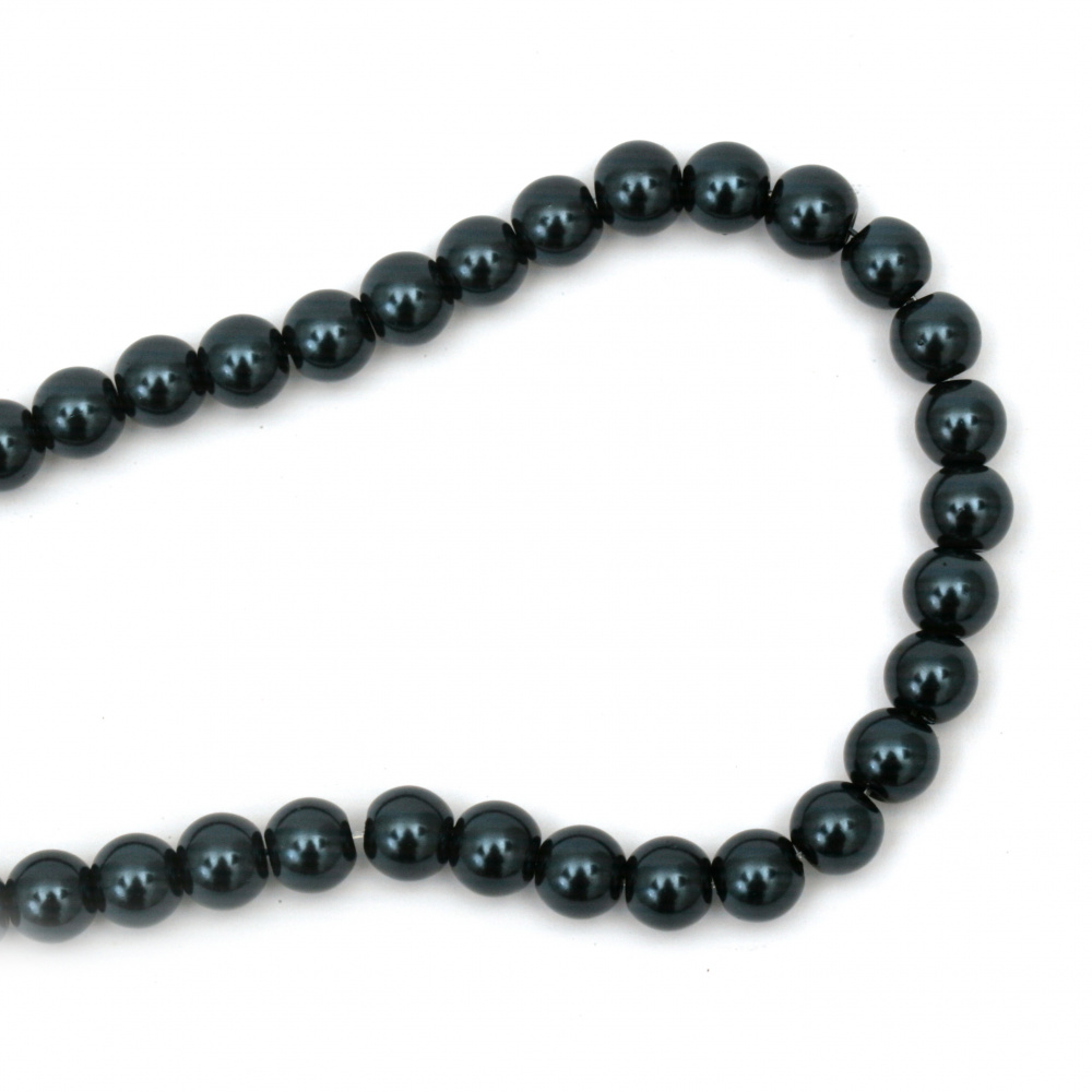 Glass Round Faux Pearl Beads for Jewelry Necklace Craft Making,  8 mm, Hole: 1 mm, Blue ~ 80 cm ~ 110 pieces