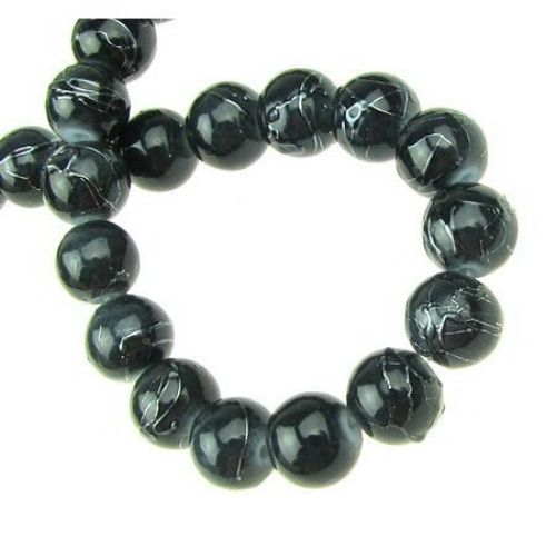Embossed glass beads strands, rough ball for DIY decorations and jewelry making 8 mm hole 2 mm dark gray ~ 80cm ~ 105 pieces