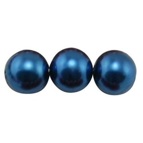 Наниз мъниста стъкло перла 6 мм синьо тъмно ±80 см ±140 броя