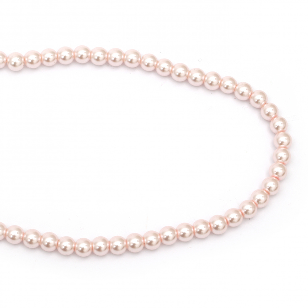 Glamorous Glass Round Pearl Beads String, 8 mm, Hole: 1 mm, Light Pink ~ 80 cm ~ 110 pieces